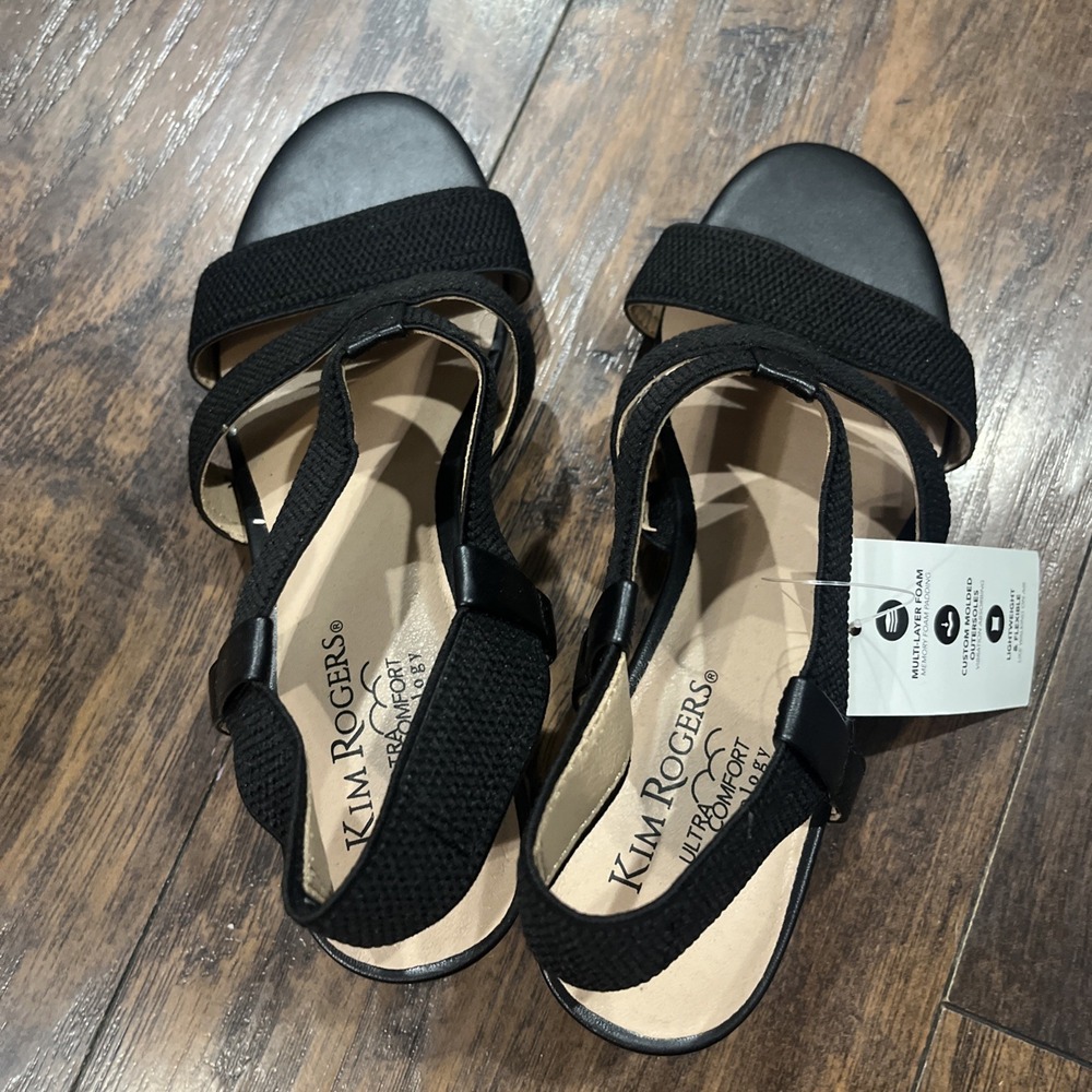 Kim Rogers Black Sandals Ultra Comfort Chunky Heel Farrah Dress Shoe Womens Sz 7 - Picture 7 of 9
